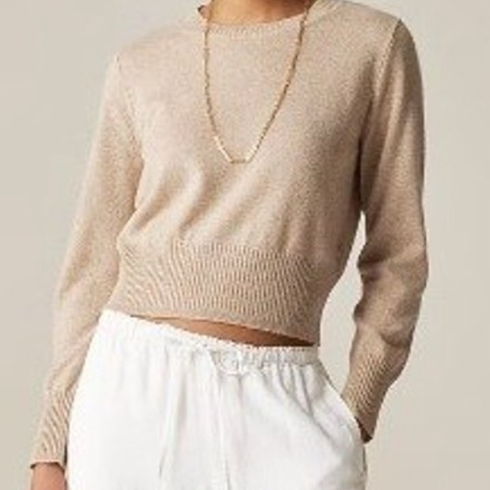 J. Crew Beige Cropped Crewneck Sweater